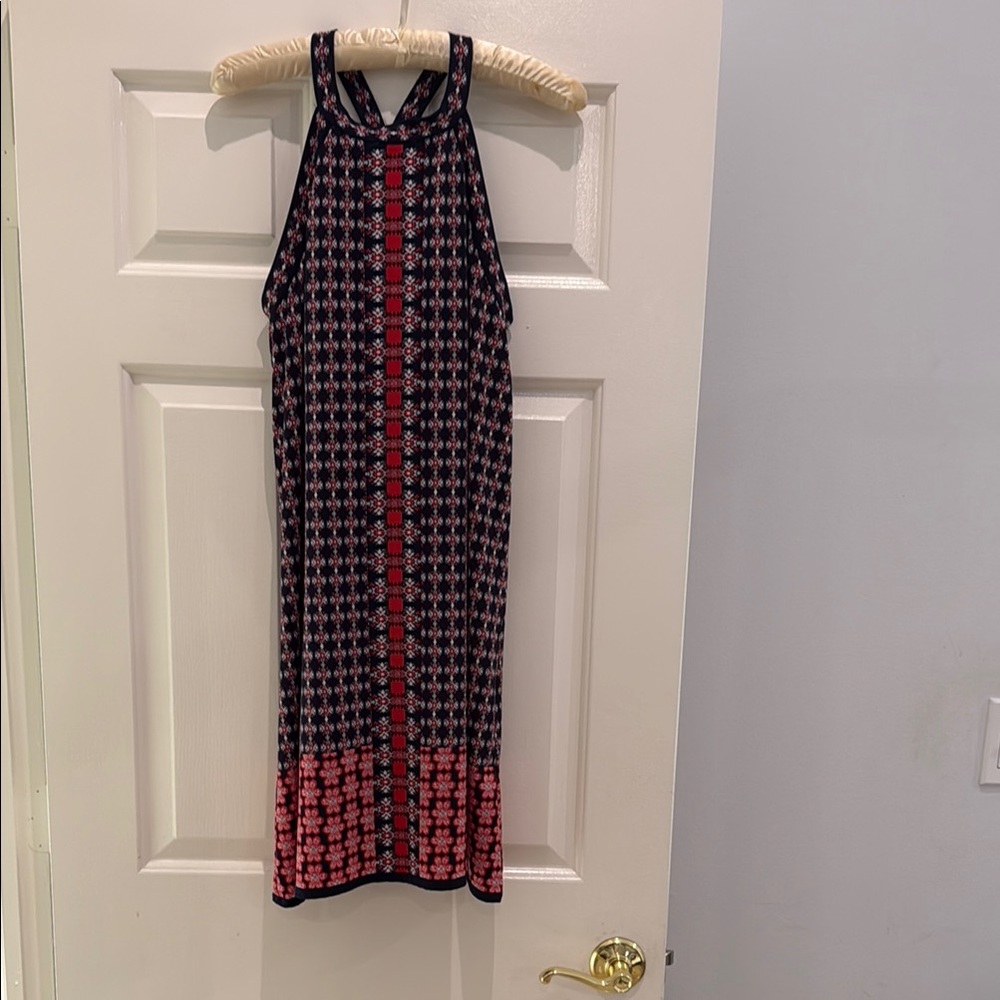 Max Studio Black and Red Patterned Midi Dress